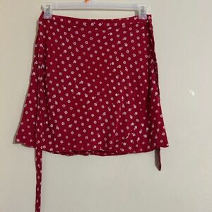 Madewell Red Floral Wrap Mini Skirt Size 4